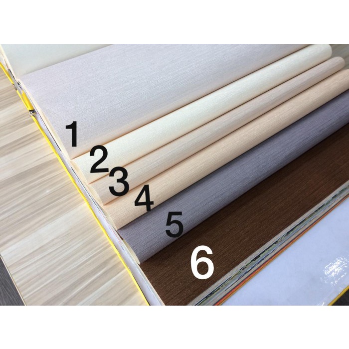 Wallpaper Wallpaper Vinyl Polos Tekstur Semi Serat Kayu Warna Abu Tua Coklat Tua