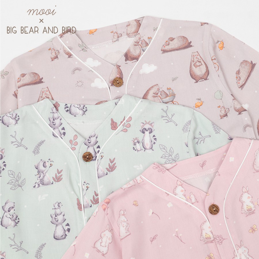 Baju Tidur Bayi Piyama Anak Mooi x Big Bear &amp; Bird  Long Pajamas Kids 1-10 Tahun