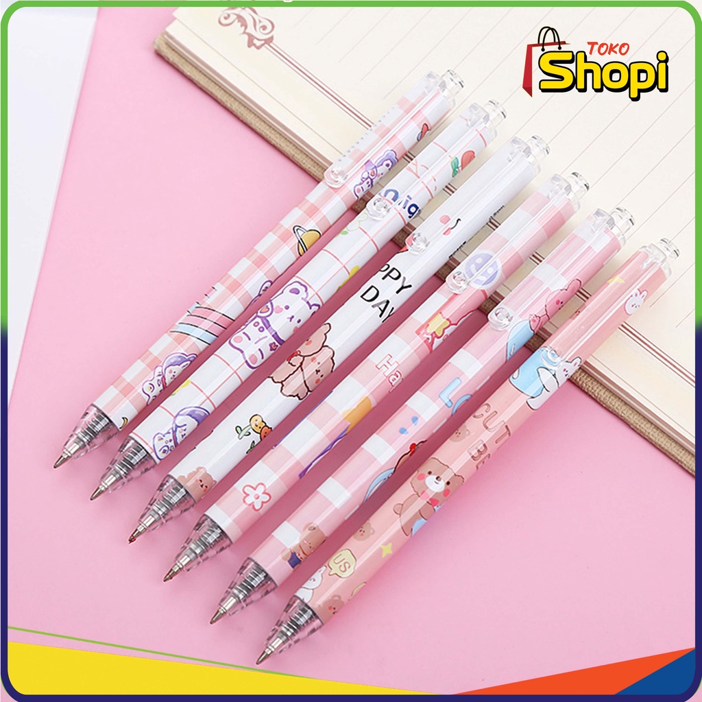 

♚ ♚Pulpen Gel Motif Beruang Pulpen Pelajar Dan Kantor Pena Lucu Cute Bear Press Gel Pen