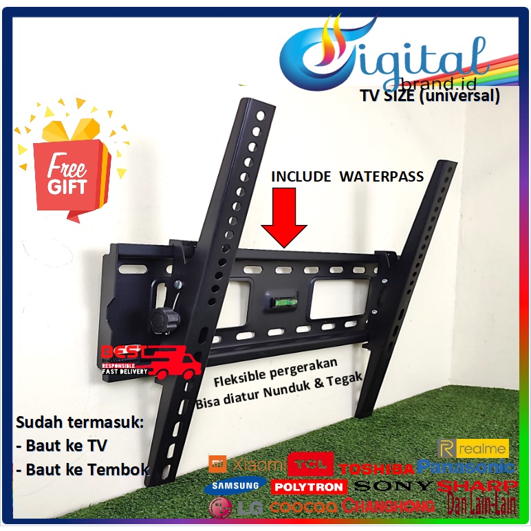 Garansi COCOKI!! Bracket TV LED 32 s/d 60 inch (ada Waterpass) UNIVERSAL IMPORT PRODUCT KOKOH &amp; BERKUALITAS