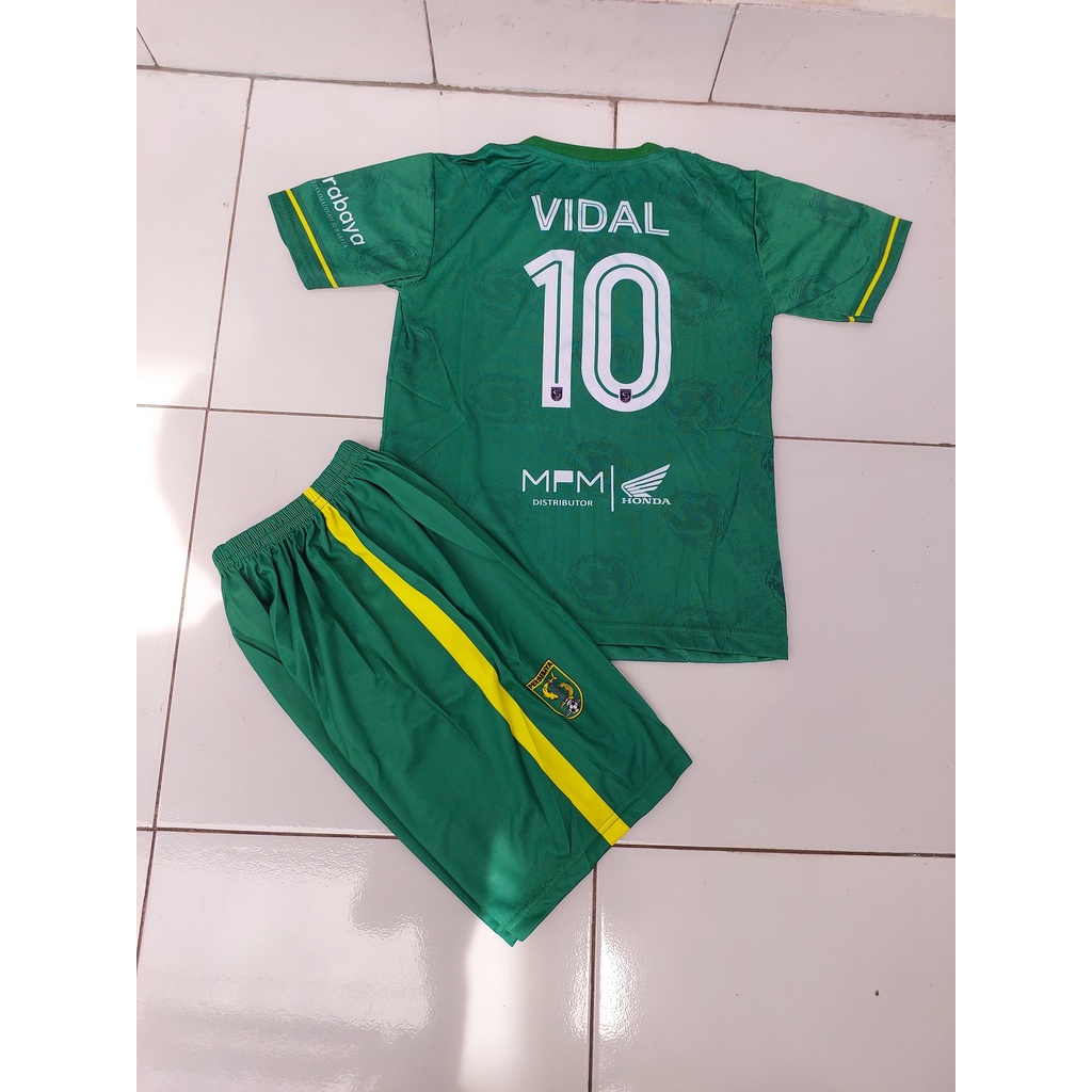 setelan baju bola anak persebaya surabaya printing usia 5-12thn