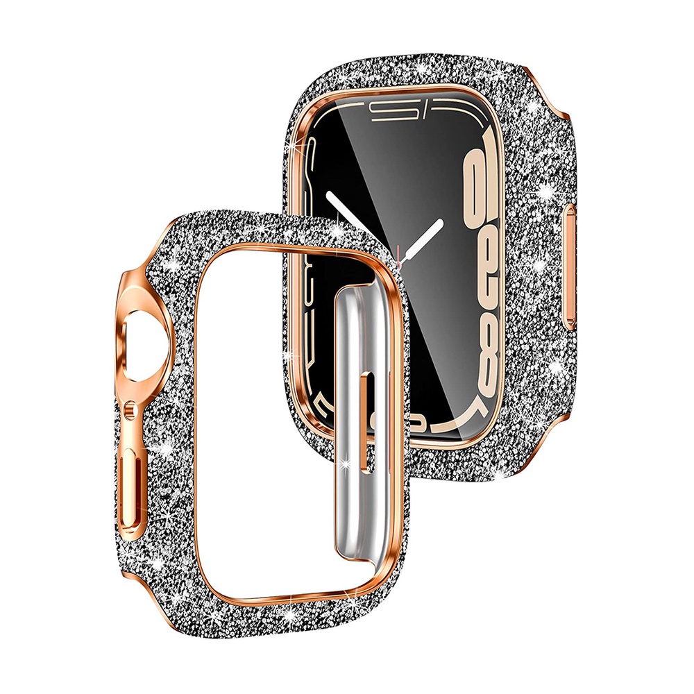 Diamond Case Untuk Apple Watch 45mm 41mm 44mm 40mm Bling Crystal Bumper Untuk Iwatch Series 8 7 4 5 6 Se