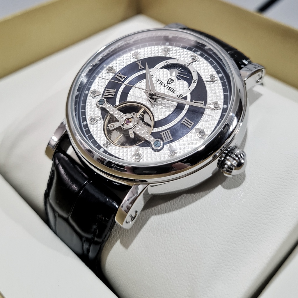 TEVISE Legacy Hitam Black Jam Tangan Pria Original Automatic Otomatis Mechanical Mekanik Skeleton To