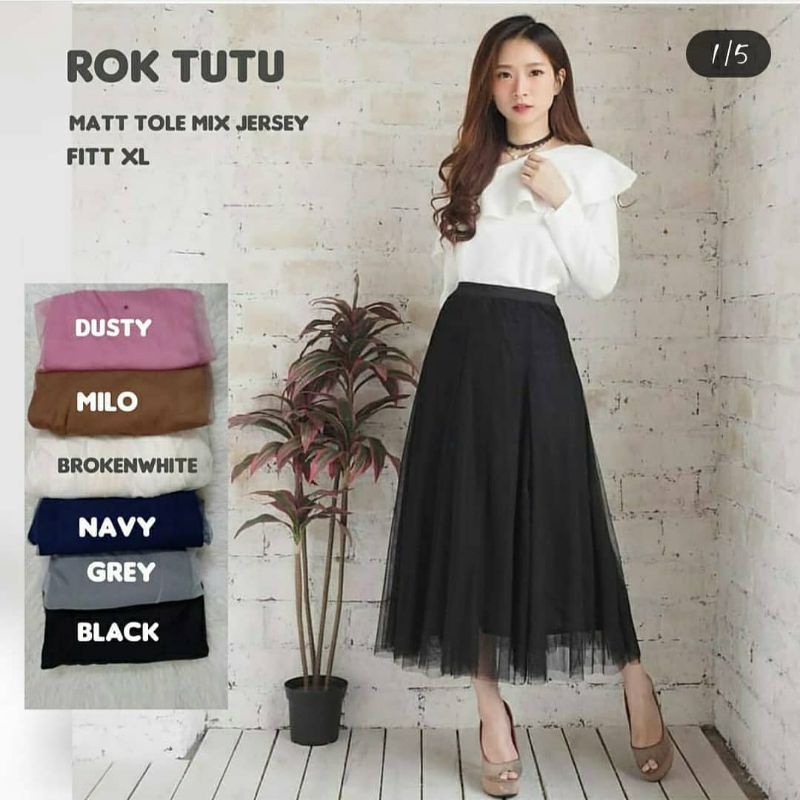 Ariana Rok Tutu Midi Skrit Dewasa Rok Tutu Pendek Tile 2 Lapis