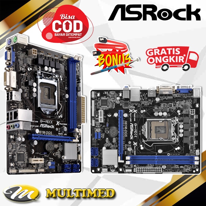 Motherboard Mobo Mainboard Soket LGA 1155 H61 DDR3 Merk Asrock