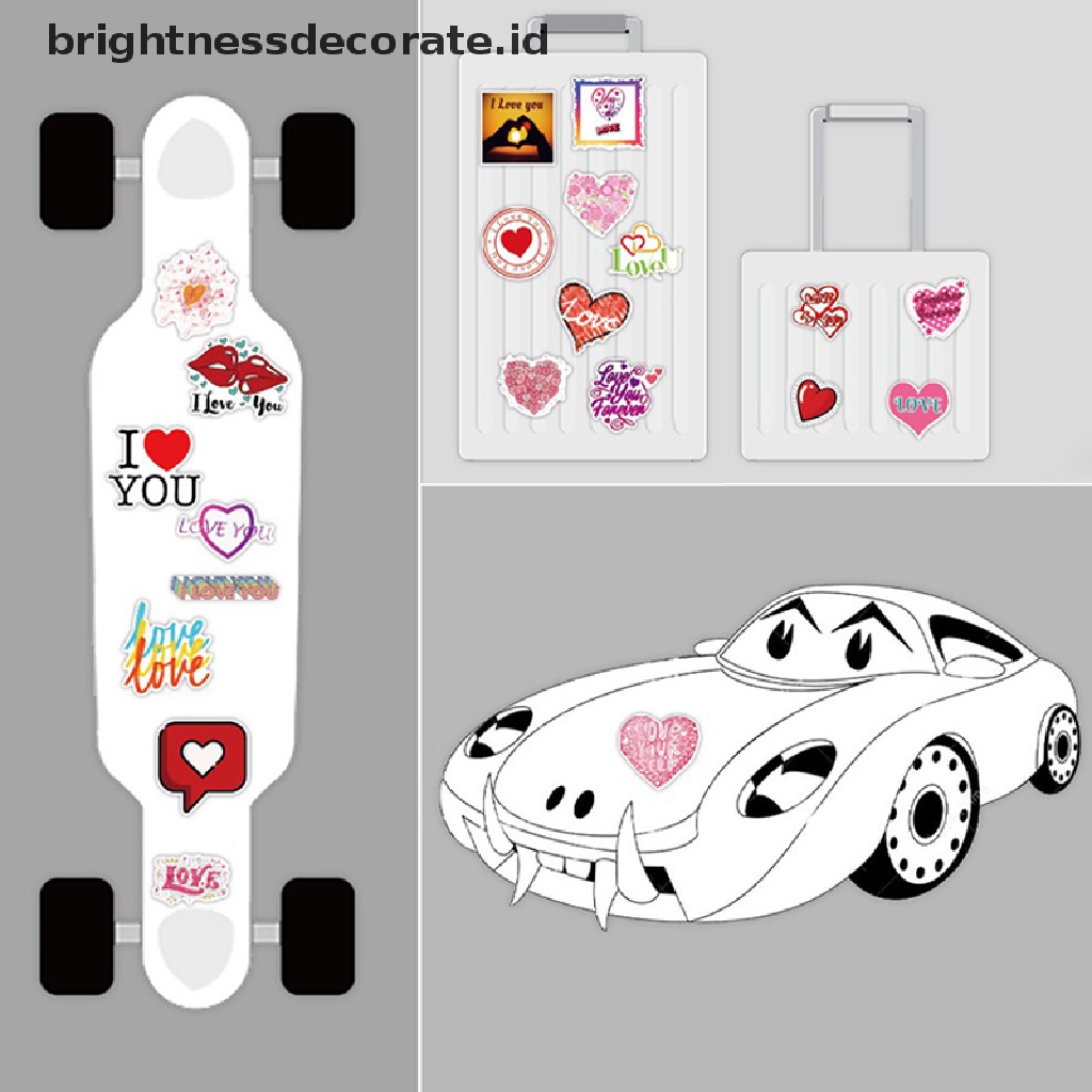 [Birth] 50pcs Valene's Day Stiker Hadiah Untuk Pecinta Untuk DIY Stiker Skateboard Gitar [ID]