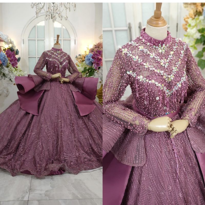 GAUN PENGANTIN BARBIE  MODERN MEWAH BEREKOR TRIDI//DRESS WEDDING