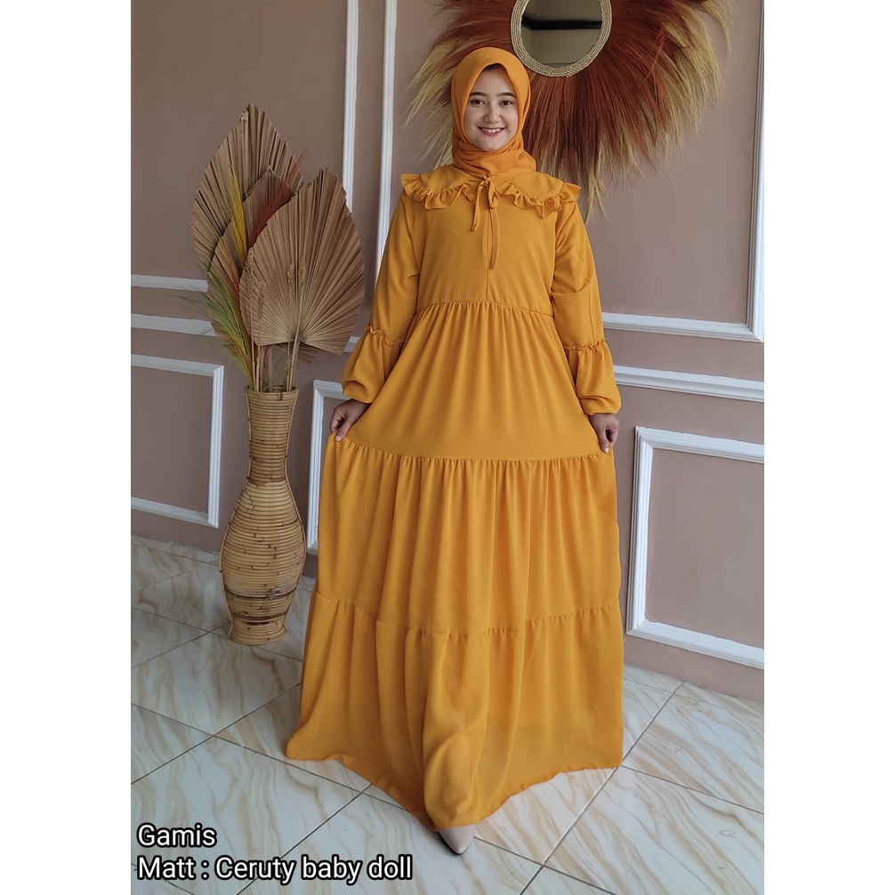 BAJU GAMIS PEREMPUAN CERUTY BABYDOLL POLOS FULL PURING