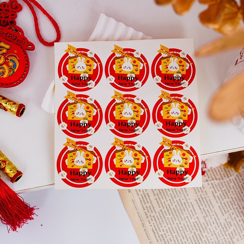 

Label Sticker Cutting Bulat Shio Kelinci Stiker Tempelan Toples Parcel Imlek Sincia 2023