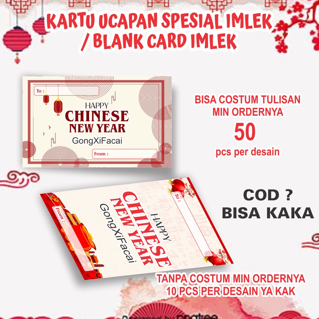 Jual Kartu Ucapan Imlek Greeting Card Chinese New Year Gift Card Kartu Ucapan Chinese New