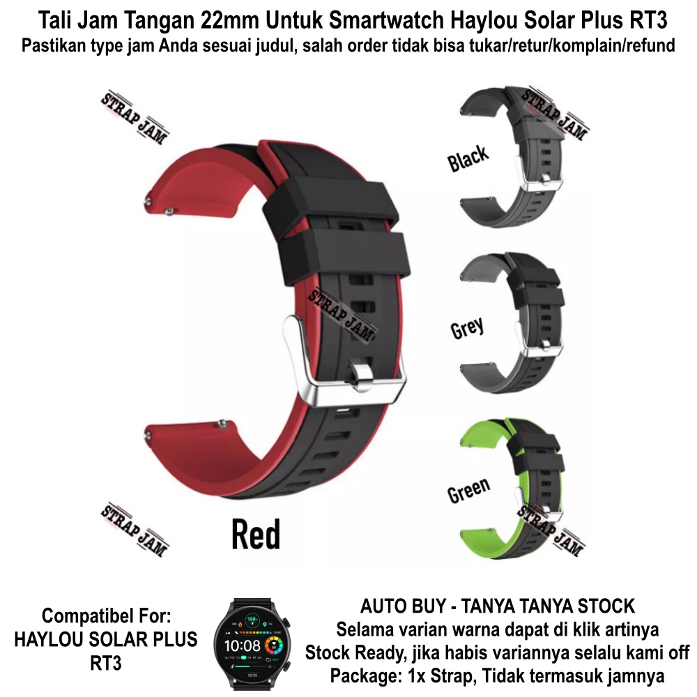 SSR Sporty 22mm Strap Haylou Solar Plus RT3 - Tali Jam Tangan Silikon List Warna