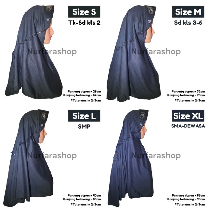 JILBAB INSTAN PITA SAMPING SERUT ASTRI KERUDUNG SEKOLAH ANAK TK SD SMP SMA DEWASA WARNA HITAM HIJAB 