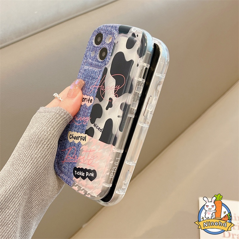 Soft Case Pelindung Motif Puzzle Denim Susu Tahan Banting Untuk iPhone 14 13 12 11 Pro Max X Xr Xs Max 8 7 6 6s Plus SE 2020