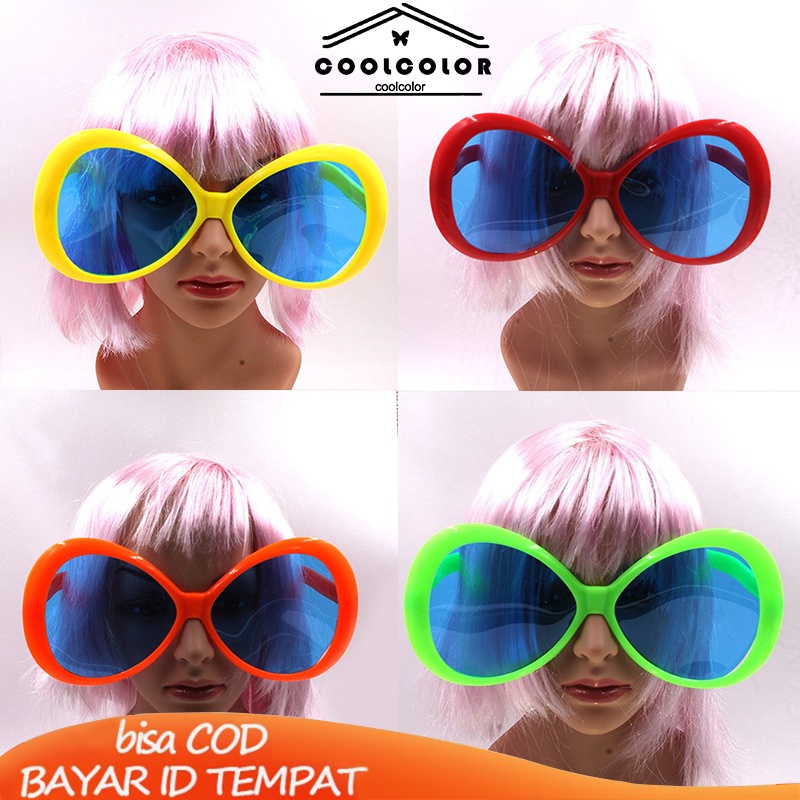COD❤️Kacamata Berbingkai Besar Ins Bentuk Mata Sapi Kacamata Hitam Vintage Retro Gaya Akseoris Fashion- cl
