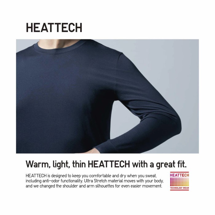 Longjohn Uniqlo Men Heattech T-Shirt Crew Neck Long Sleeve Long John Thermal