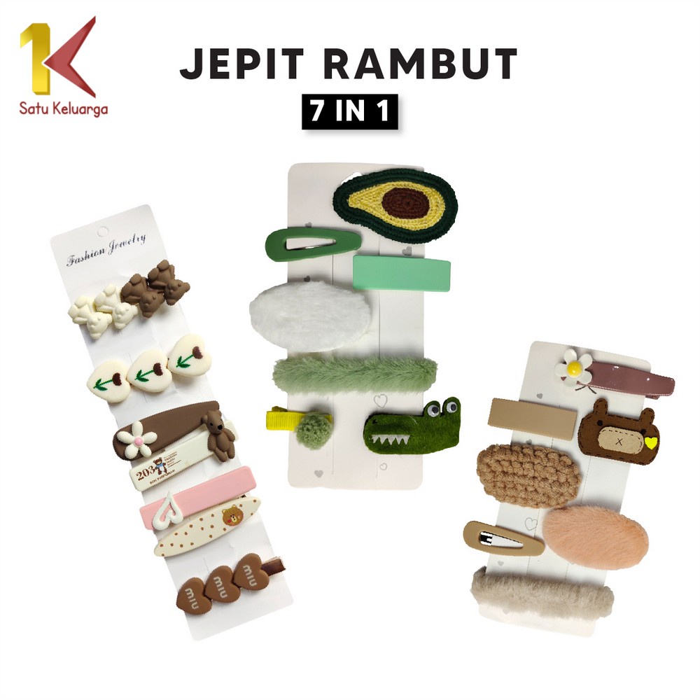 Satukeluarga Surabaya Jepit Rambut Anak 7IN1 Korean Fashion C477 Aksesoris Rambut Wanita Jepitan Ram