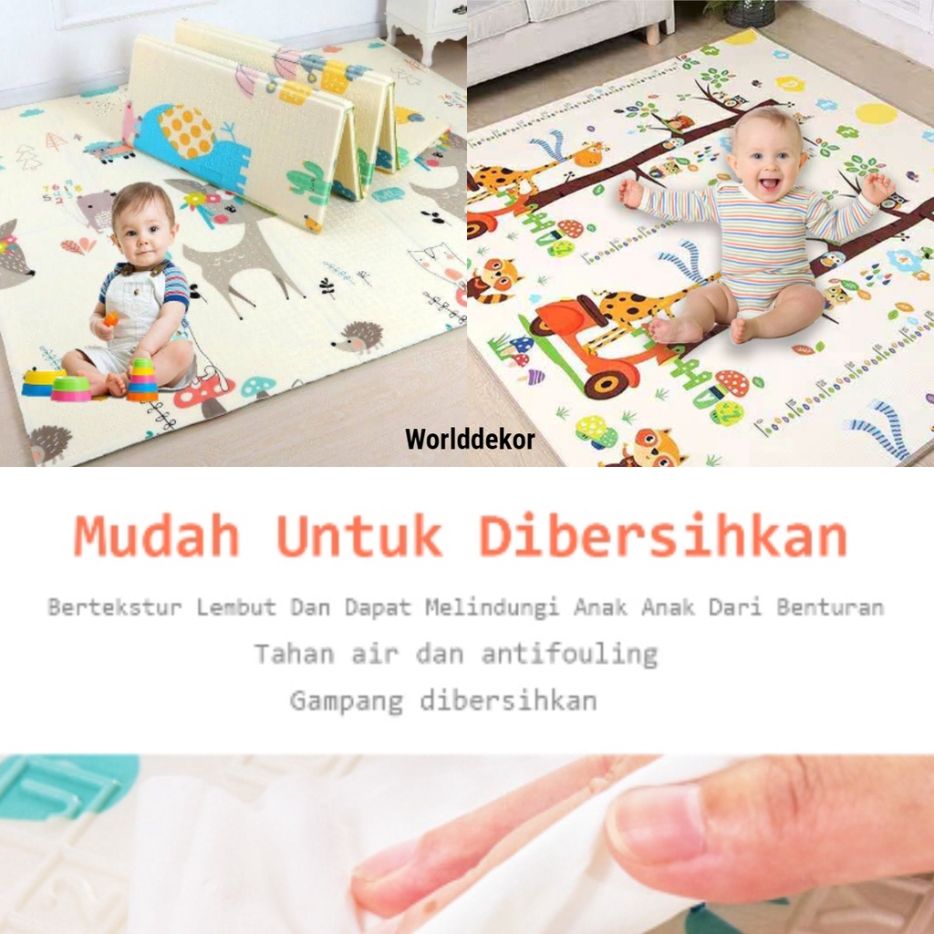 RANDOM - Playmat Untuk Bayi dan Anak Tebal 6mm Double Side Multifungsi Worlddekor