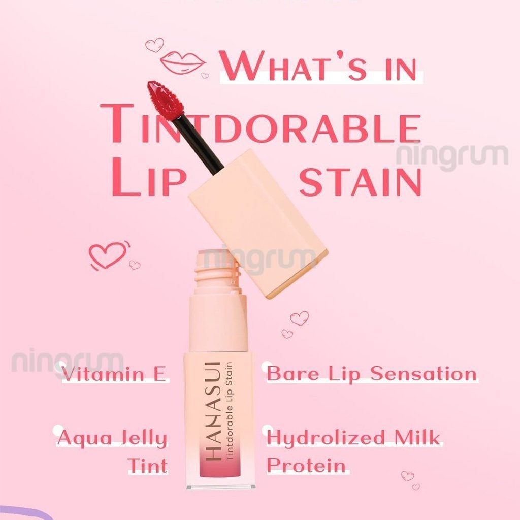 Ningrum - Hanasui Tintdorable Lip Tint  Lip Stain Lip Tint Glossy New Shades 100 % Ori BPOM - 5003