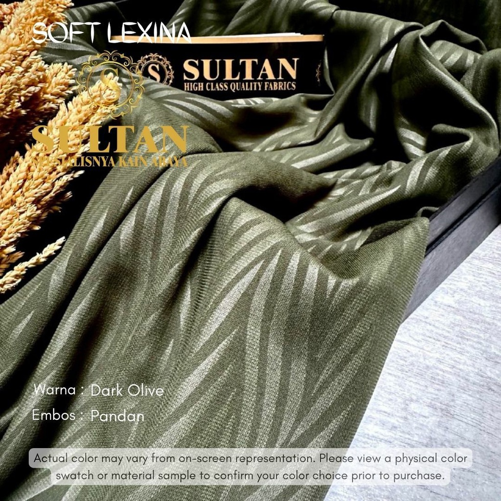 50CM EMBOS PANDAN SOFT LEXINA DARK OLIVE KAIN ABAYA SULTAN (MEREK LAMA: SOFT LEXUS)