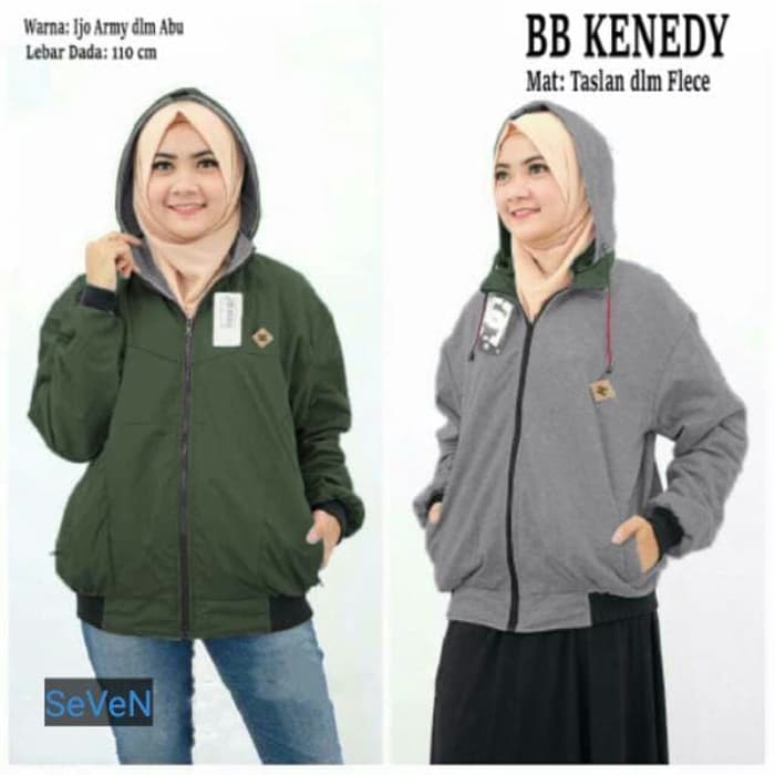 JAKET WANITA BB 2IN1 WATERPROOF BOLAK BALIK DISTRO PARASUT TASLAN BB HOODIE BISA LEPAS M L XL XXL