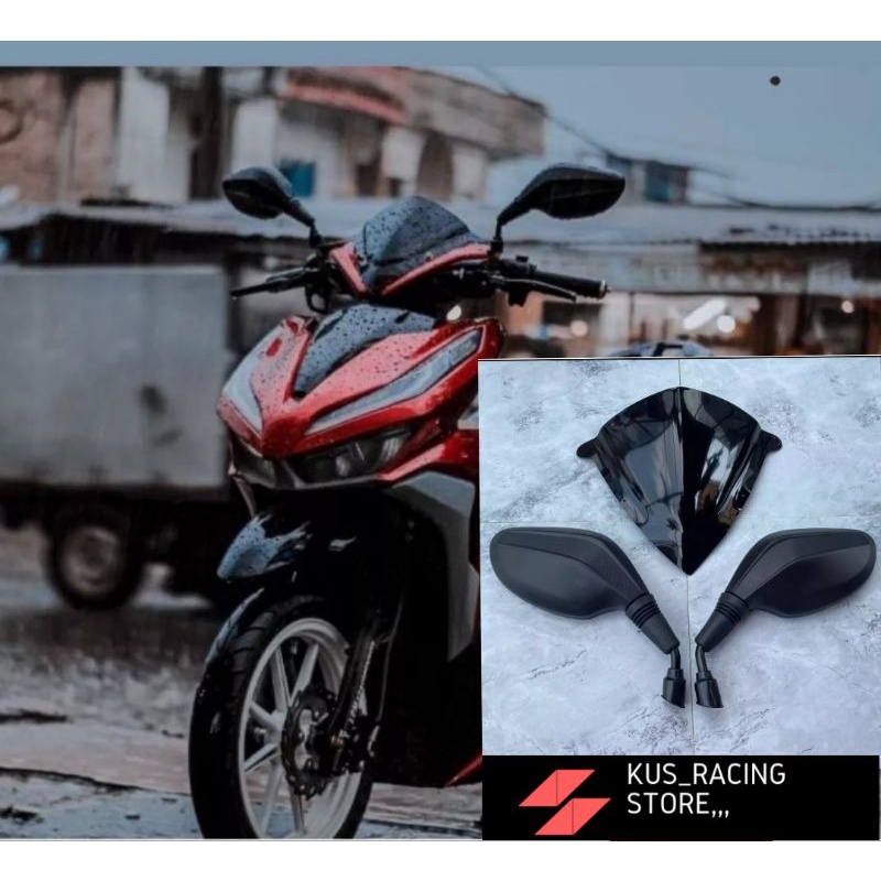 Paket visor vario 125 new led 150 new led plus spion click thailand hitam