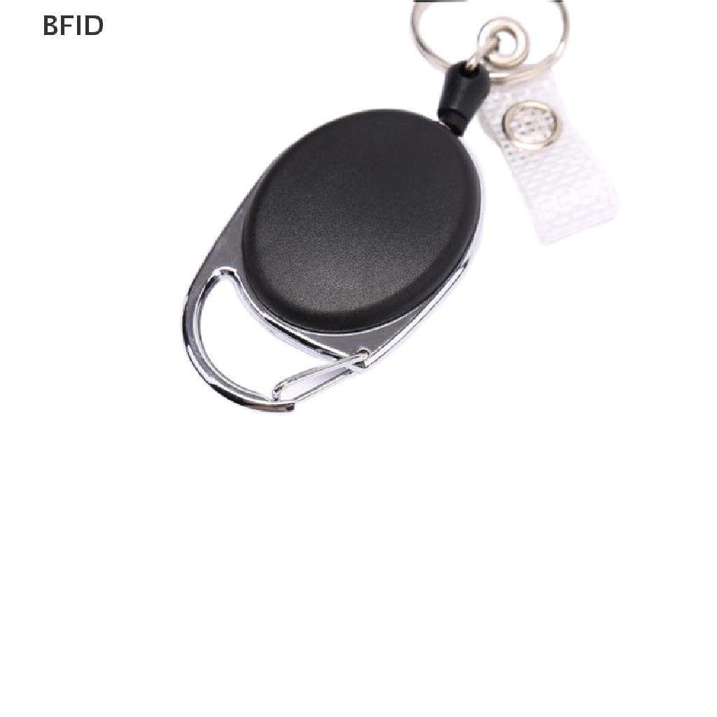 [BFID] 1pc Tali Kawat Hitam Gantungan Kunci Keyring Steel Cord 60cm Retractable ID Card Holder [ID]