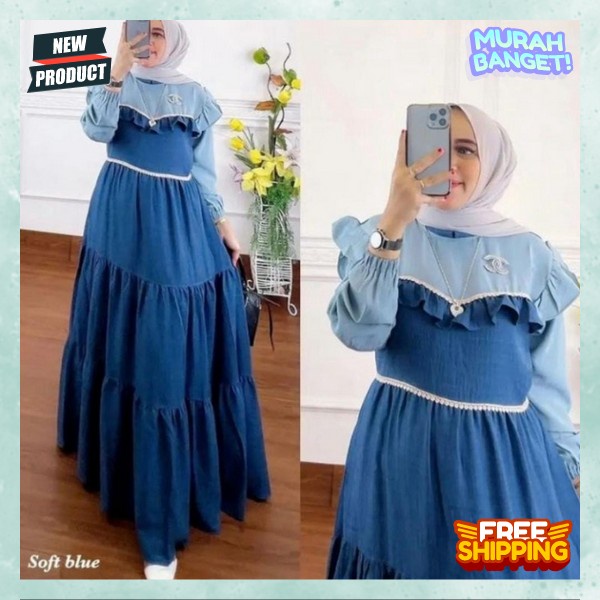 Gamis Lebaran Casual Remaja Dress Dewasa Perempuan Import Premium Dres Syari Bju Muslimah Baju Musli