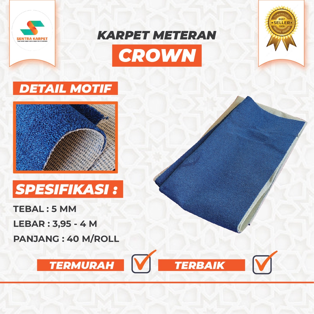 KARPET LANTAI KARPET METERAN HOTEL TEBAL LEMBUT MEREK CROWN | KARPET CROWN | SENTR KARPET