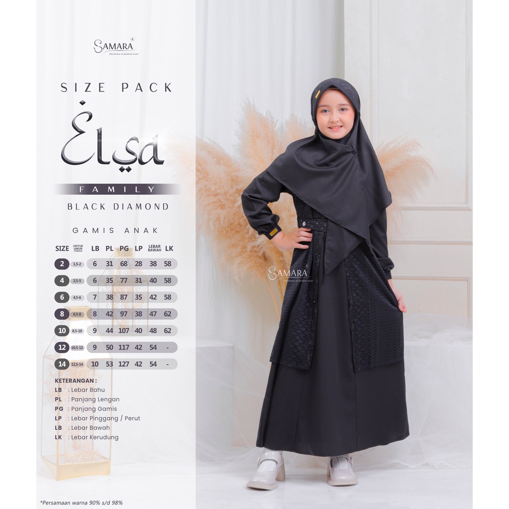 Sarimbit Keluarga Muslim Gamis Black Series Couple Terbaru 2023 Elsa Black