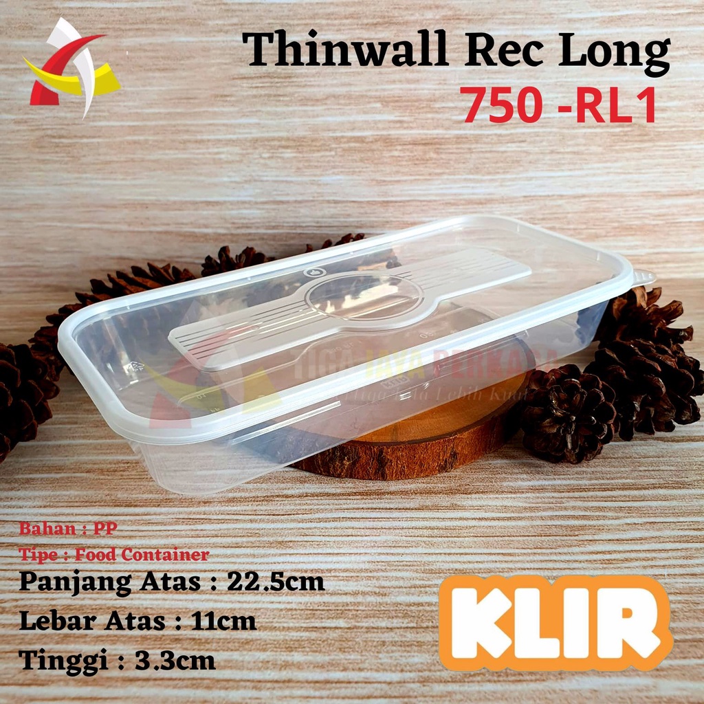 Benteng Onderdil Thinwall Klir Rectangle Long (Rl1) 750 Klir / Thinwall 750Ml Rec / Thinwall Sekat