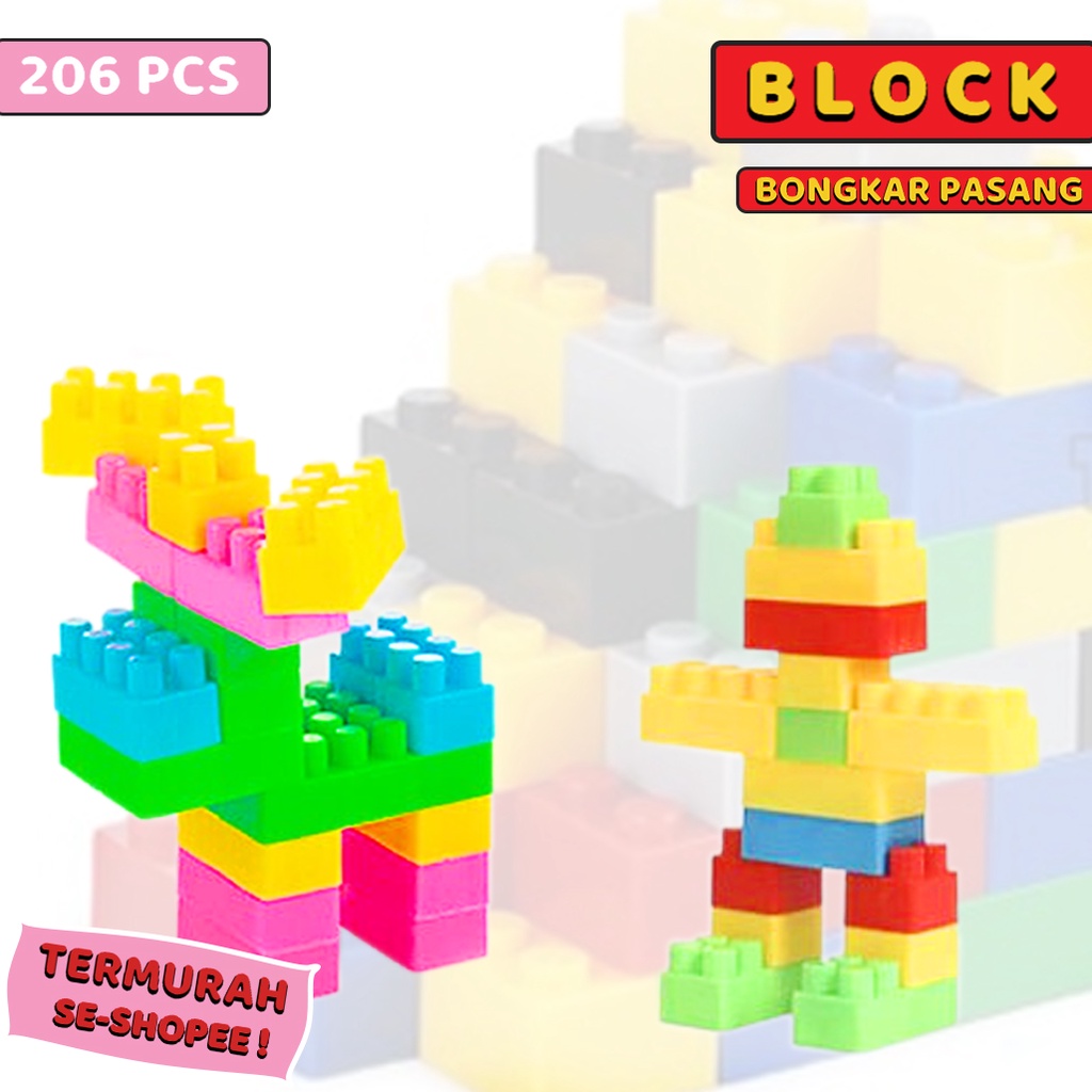 Mainan Edukasi Anak BLOCK/Mainan Balok Mr. Block 206 pcs [206a]