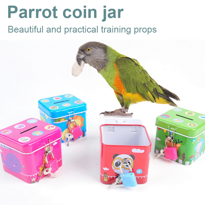ღ 1Pc Logam Celengan Koin Tin Dapat Square Lucu Kotak Koin Uang Brankas dengan Kunci dan Kunci mainan Anak Anak Ulang Tahun Hadiah Campuran Warna Acak