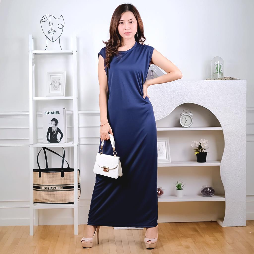YA 857 - Inner Span Inspan Long Dress Kutung Jersey Bahan Stretch M L XL XXL XXXL Jumbo