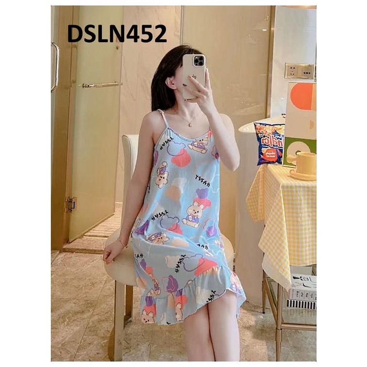 Daster Tanktop Flower White Blue