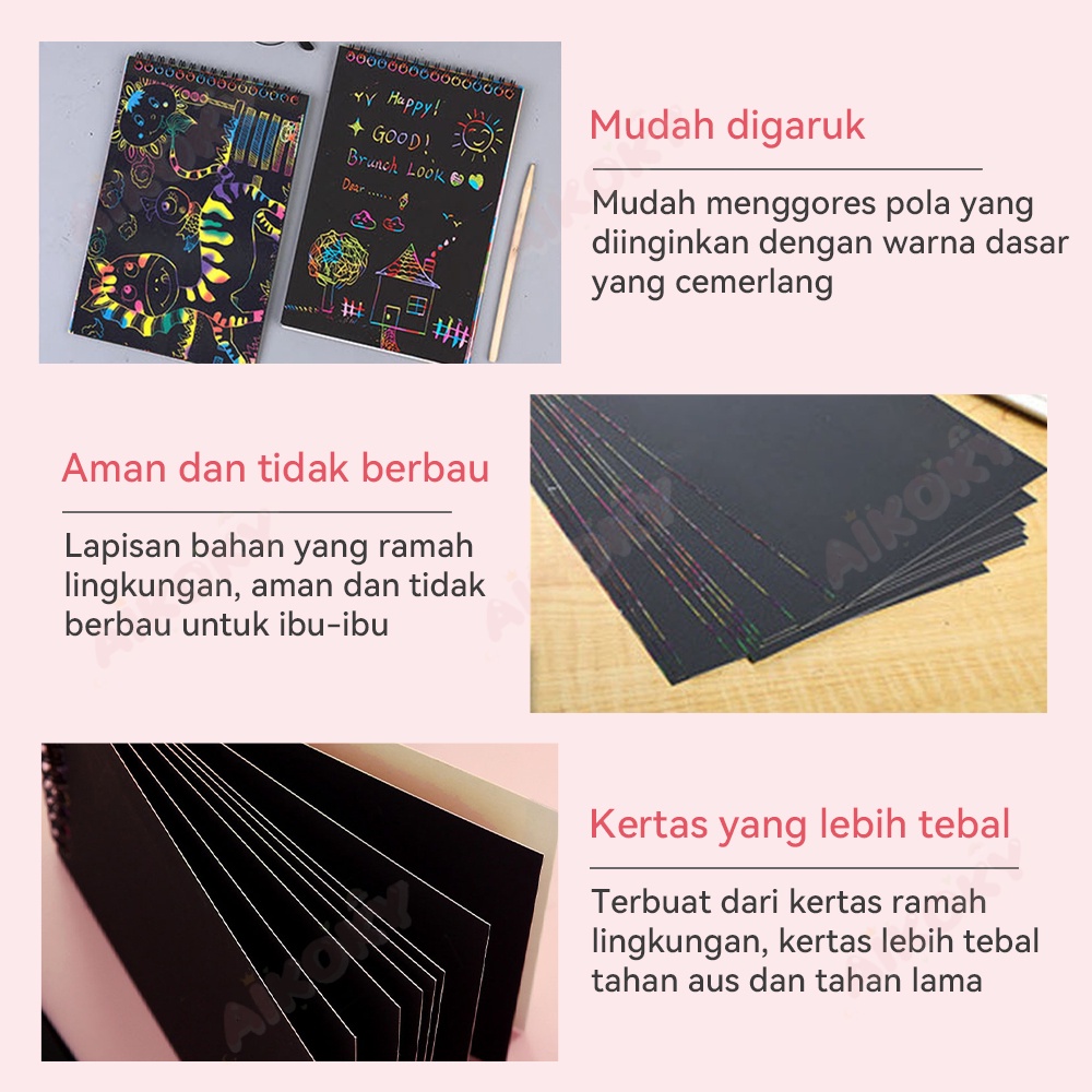 Aikoky Buku Magic Warna/Colourful Scratch Note Kecil