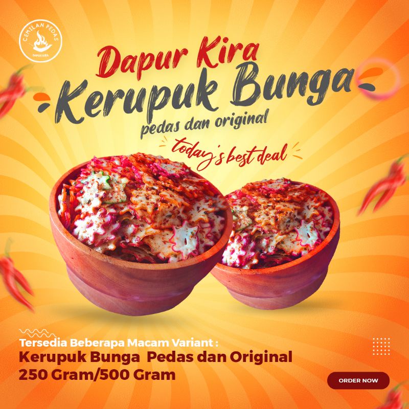 

Kerupuk Bunga/100gram/200gram/Cemilan Pedas/Dapur Kira