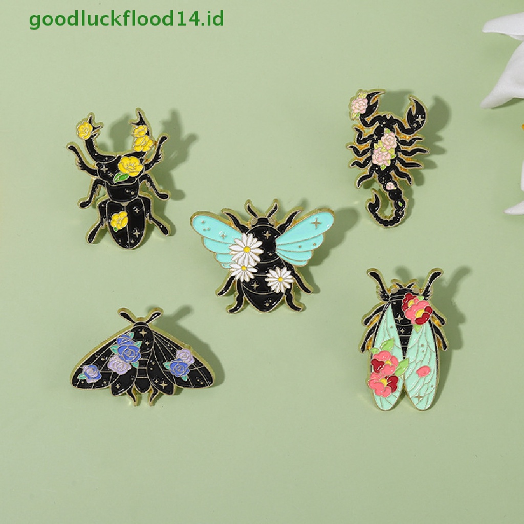 [GOOGFOUR] 1 Pcs Bunga Serangga Enamel Pin Nature Ngengat Cicada Scorpion Bros Kerah Ransel Lencana Lucu Perhiasan Hadiah Untuk Teman Anak [TOP]