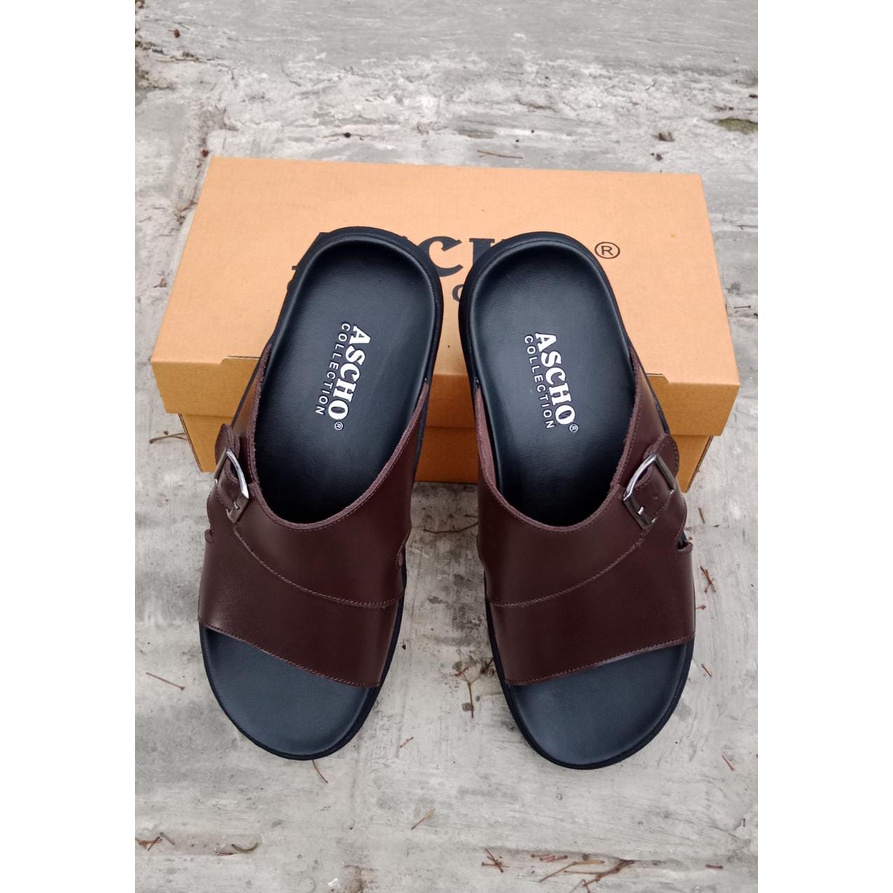 sandal pria kulit asli ascho a25