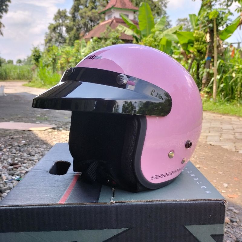 Helm Bogo Anak JM Carkidss Retro Junior Full Leher Kaca Datar Kaca Cembung Original Sni
