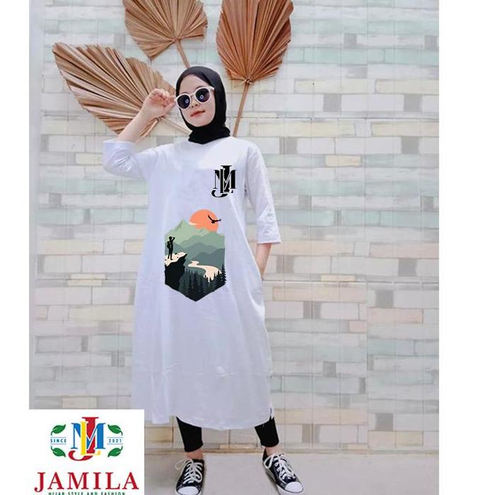 LB.05Ja23d ▪ LONG DRES JAMILA /JAMILA Tunik /LONG DRES Fashion Muslim Wanita/LONG DRES Kaos Jumbo Te