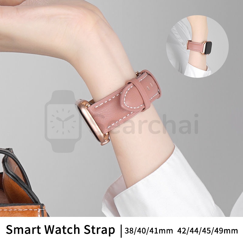 Slim Leather Watch Strap Ultra 8 7 6 5 4 SE  for iWatch Series 49mm 41mm 45mm iWatch Tali jam/aksesoris jam tangan