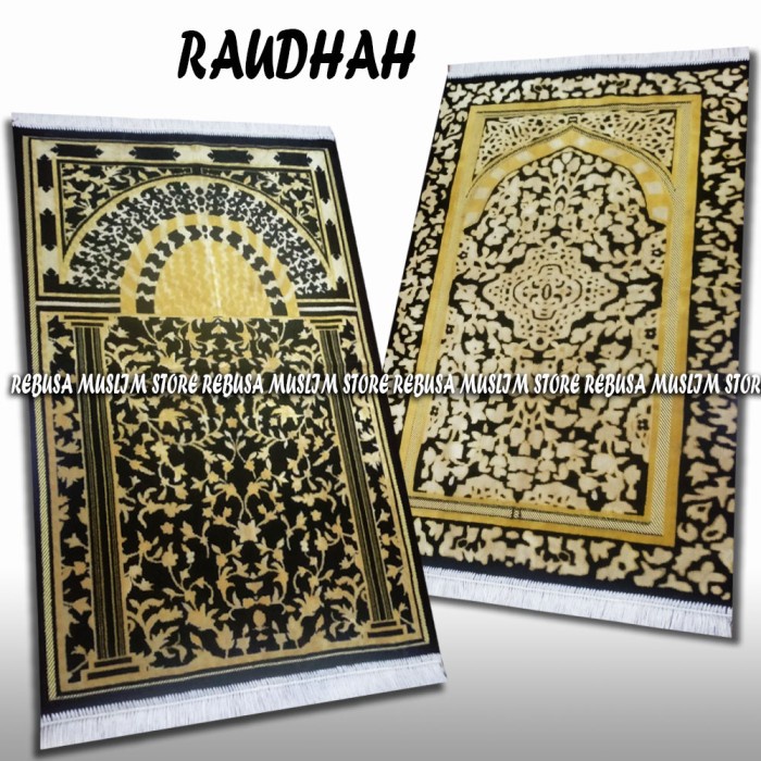 Sajadah SAJADAH TURKI KHUSUS HITAM MOTIF ELEGAN UKURAN 110X70CM - RAUDHAH(A6Q5) Sajadah Turki Arabia