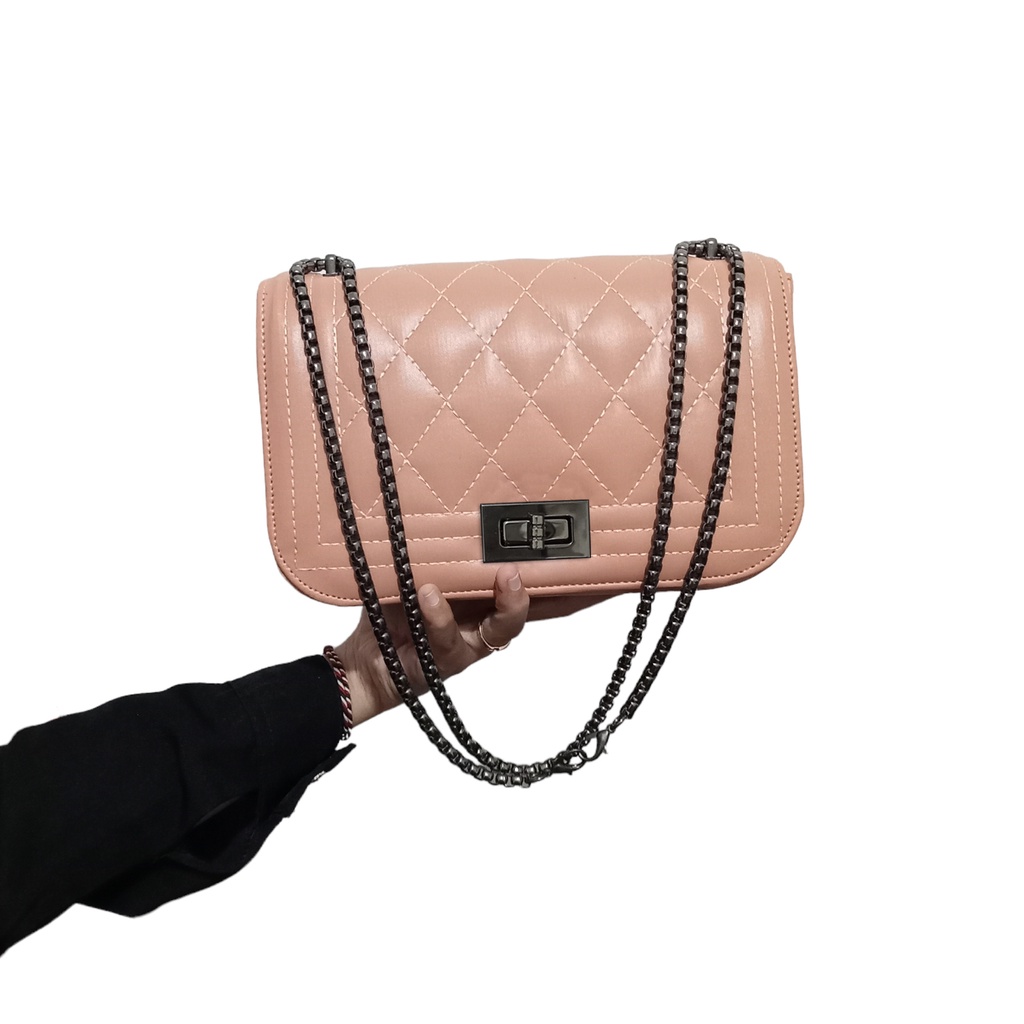 Tas selempang wanita kulit sintetis tas pesta tali rantai shoulder bag wanita Fashion Sling Bag Trendy Terbaru