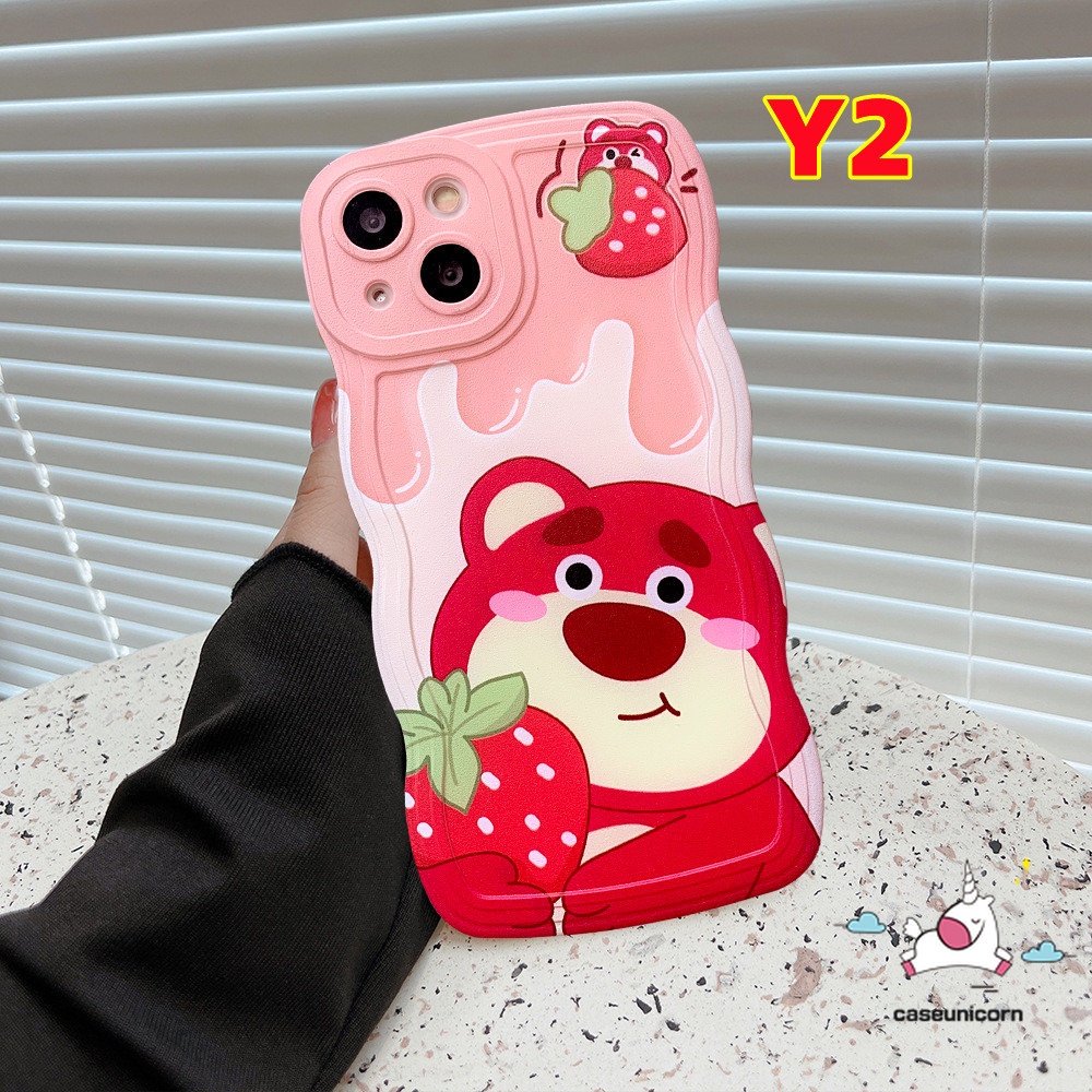 Cute Case Samsung A04s A12 14 A13 A23 A04 A50 A50s A31 A03s A04E A32 A21s A53 A52 A22 A52s A11 A33 A02s A30s A20 A51 M32 Kartun Winnie the Pooh Strawberry Bear Lembut Bergelombang Edge Case