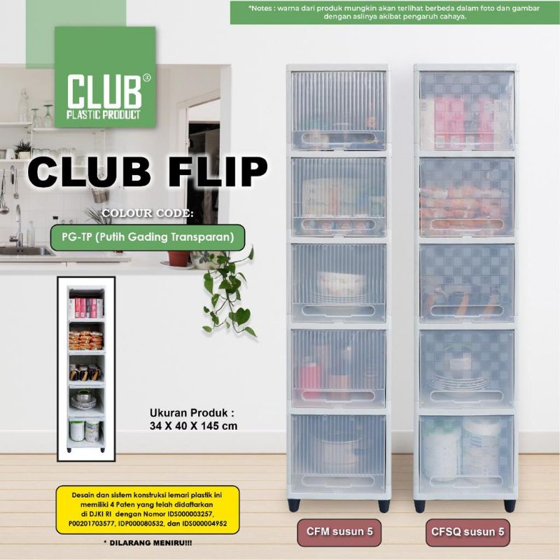 Lemari Cabinet Plastik Serbaguna Pintu Transparan Flip Susun 5 Single Lemari Tas Rak Dapur Rak Buku