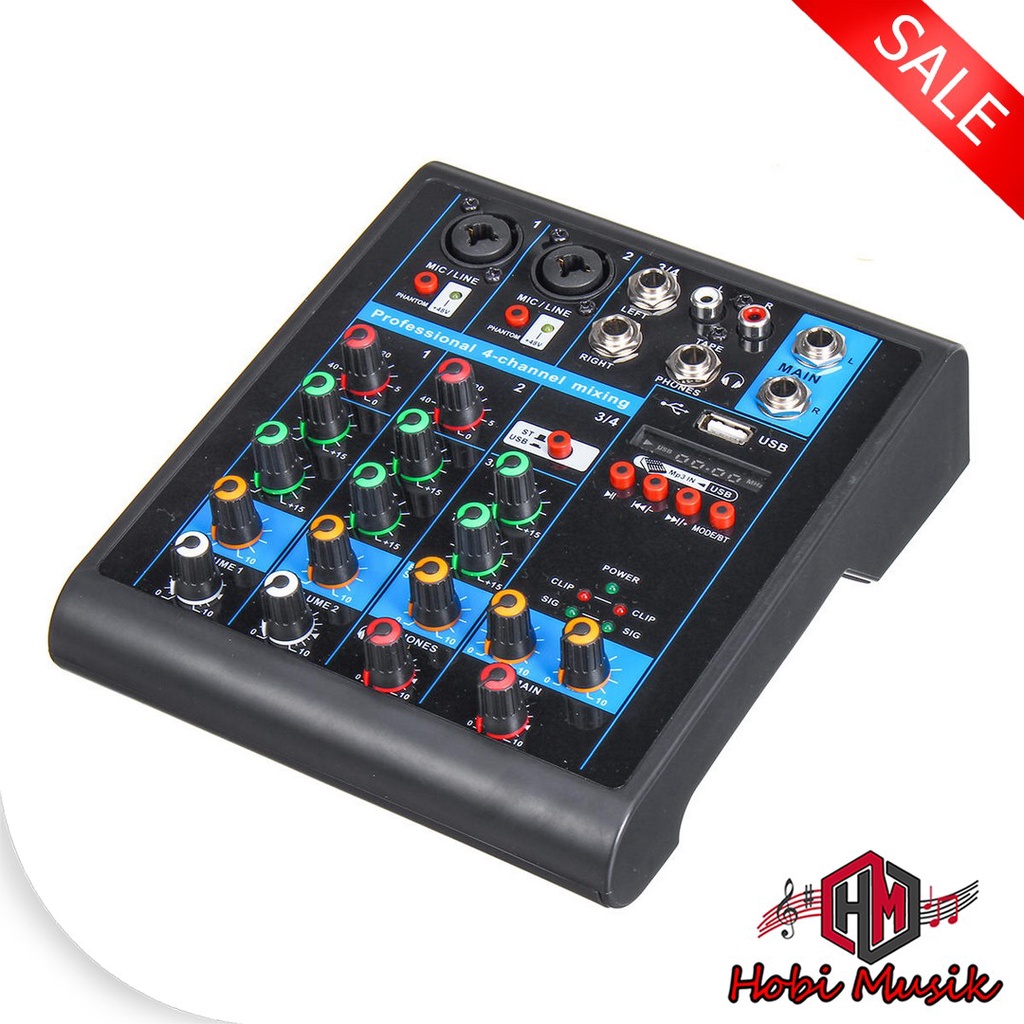 Audio Mixer 4 Channel USB Mini Portable Live Bluetooth - Harga Murah