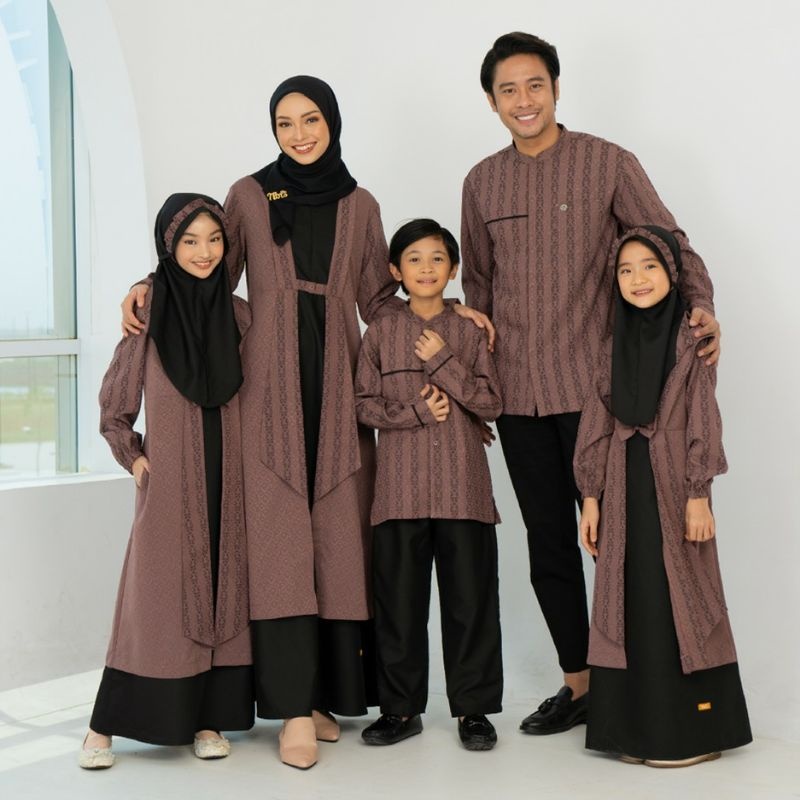 Couple Keluarga Nibras Chesa Brown Rose Gamis Nibras Baju Couple Sarimbit Keluarga Lebaran Terbaru 2