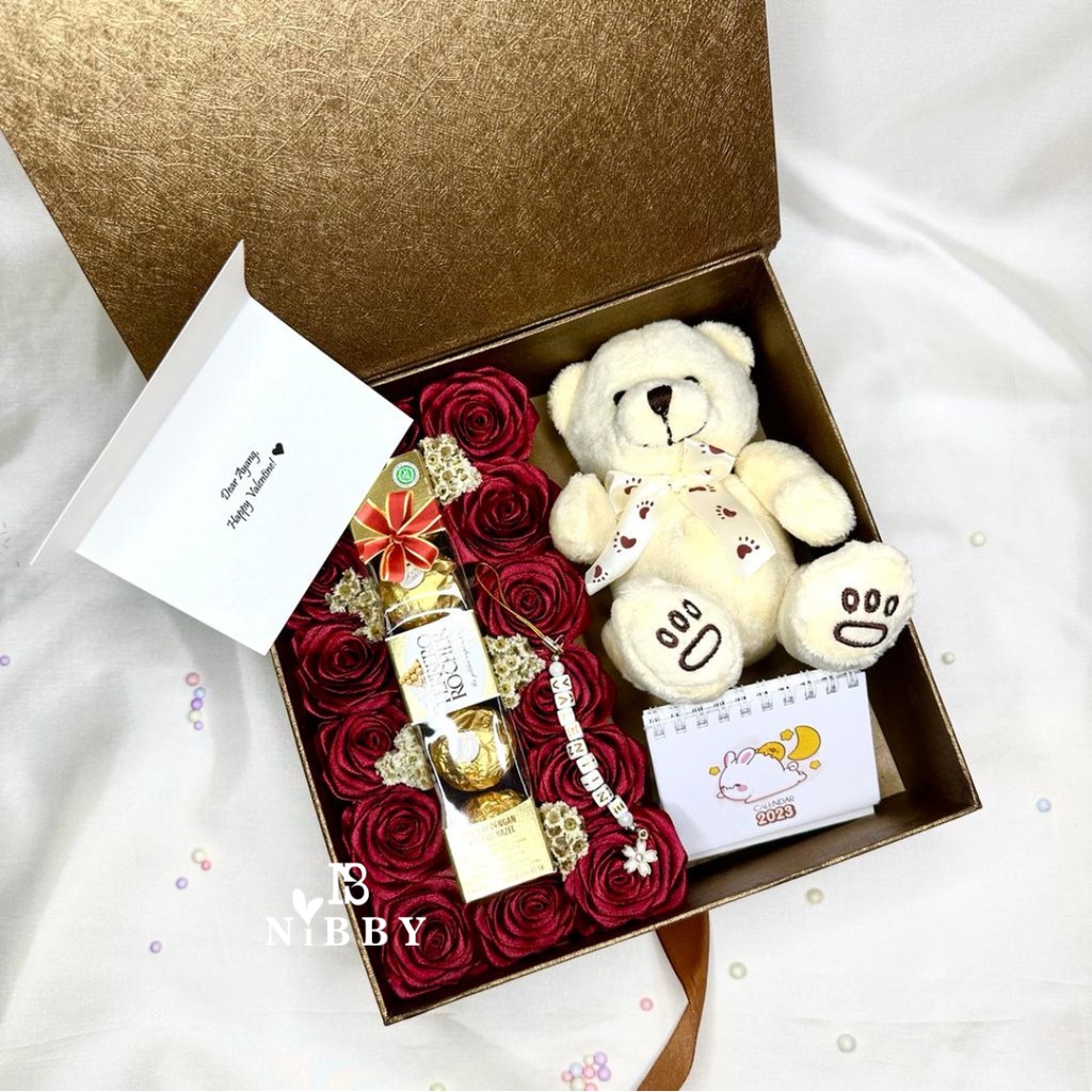 VALTROSE HAMPERS Valentine Gift Chocolate | Hard Box | Bunga Mawar Rose | Coklat Fererro | Boneka Premium | Hadiah Pacar Cewek Ulang Tahun Wisuda Anniversary Sidang Mewah