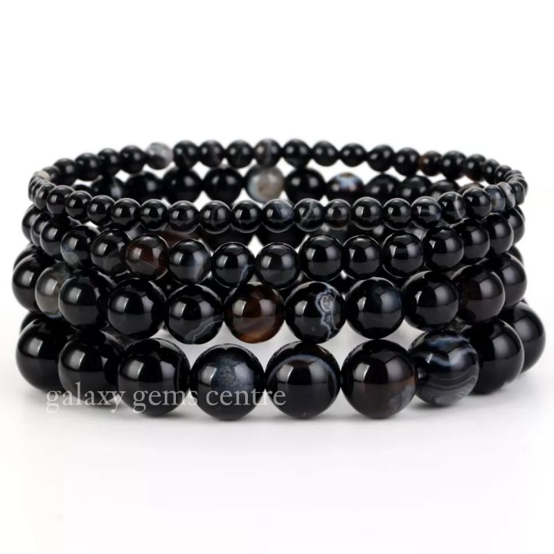 Gelang Batu Akik Natural Yaman Sulaiman Hitam