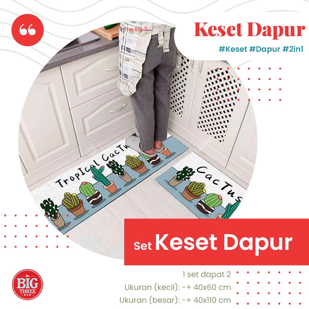 Diatomite Keset Dapur 2in1 Lembut Anti Slip Ukuran 40x60 cm dan 40x110cm Motif A Warm Home Happy Stone Sunflower Family Cat Cats Creative Dining Table Plants Delicious - Keset Dapur 2in1 TBT